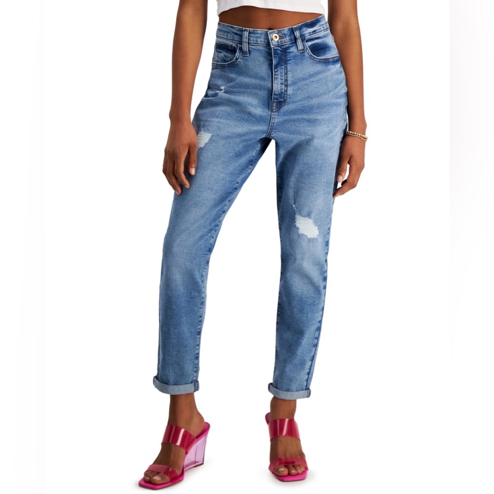 Celebrity Pink Juniors' Roll-Cuff Mom Jeans